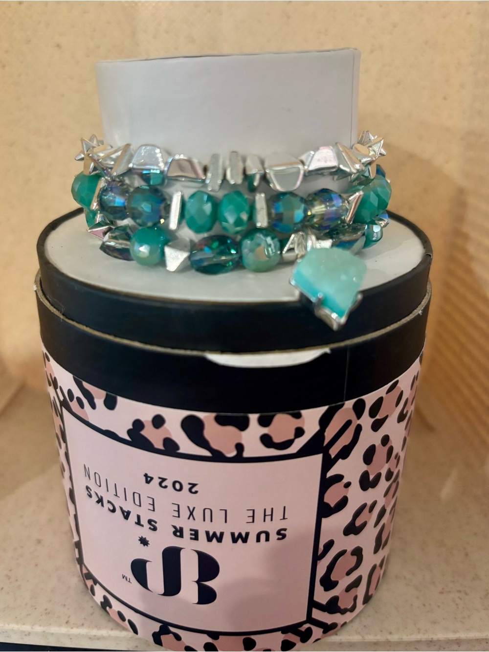 BP Genuine Druzy Stone Summer Stack 2024 Bracelet with Silver Accents NEW in Box - Picture 2 of 3